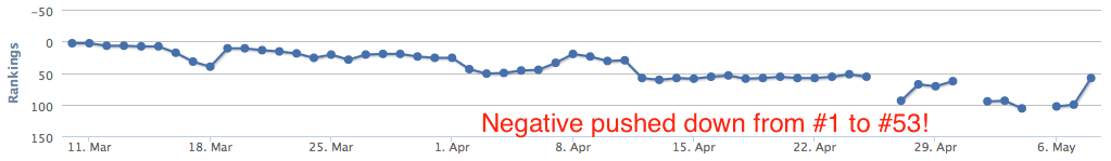 Reputation management ranking results screenshot